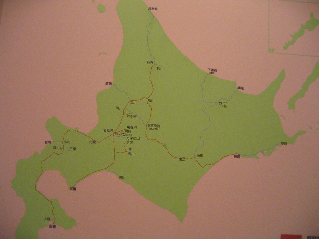 三笠鉄道記念館
初期の鉄道網。札幌から釧路へは、旭川を経由していたんですね。また、室蘭と長万部も未開通。
キーワード: 空知エリア